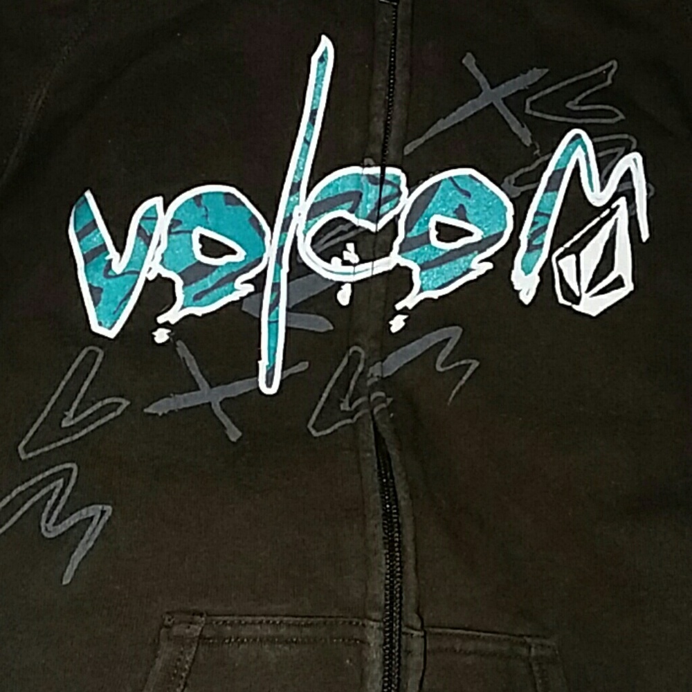 VOLCOM ZIP UP Hoodie Sz S Brown w/Logo